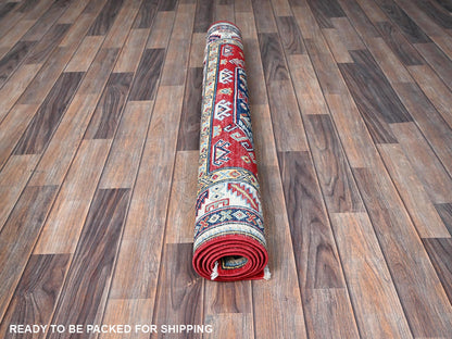 Kazak Kazak hand-knotted wool rug in Red & Ivory, 4'1" x 5'6" — SKU O0421 (view 5)