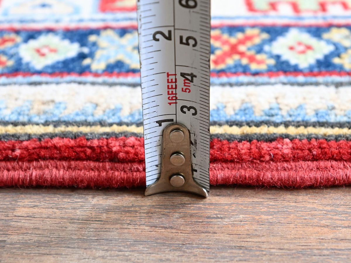 Kazak Kazak hand-knotted wool rug in Red & Ivory, 4'1" x 5'6" — SKU O0421 (view 6)