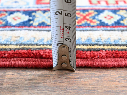 Kazak Kazak hand-knotted wool rug in Red & Ivory, 4'1" x 5'6" — SKU O0421 (view 6)