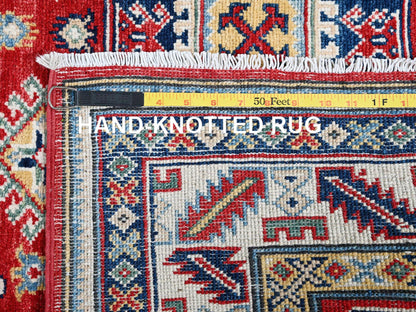 Kazak Kazak hand-knotted wool rug in Red & Ivory, 4'1" x 5'6" — SKU O0421 (view 7)
