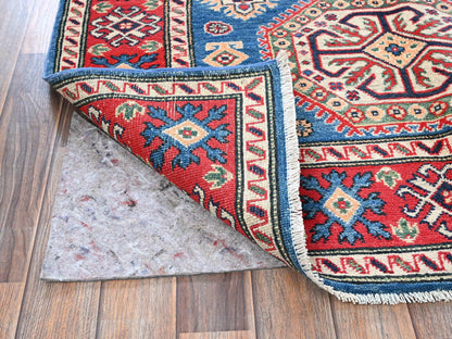 Blue 4'1" x 6'0" Kazak Hand knotted Wool Rug - Sku: O0423