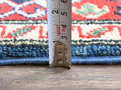Blue 4'1" x 6'0" Kazak Hand knotted Wool Rug - Sku: O0423