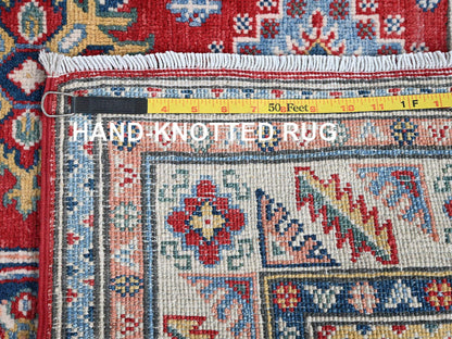 Red 4'0" x 6'0" Tribal Hand knotted Wool Rug - Sku: O0426