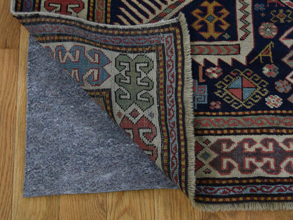 Antique hand-knotted wool runner in Blue & Gray, 4' x 10'4" — SKU O042866 (view 3)