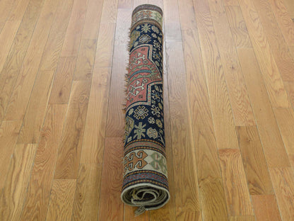 Antique hand-knotted wool runner in Blue & Gray, 4' x 10'4" — SKU O042866 (view 4)