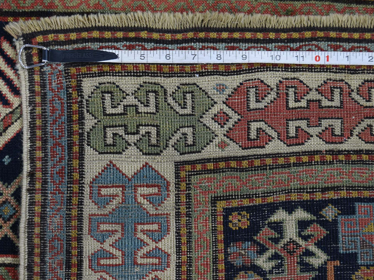 Antique hand-knotted wool runner in Blue & Gray, 4' x 10'4" — SKU O042866 (view 6)