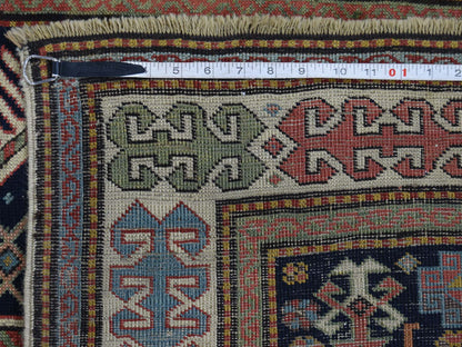 Antique hand-knotted wool runner in Blue & Gray, 4' x 10'4" — SKU O042866 (view 6)