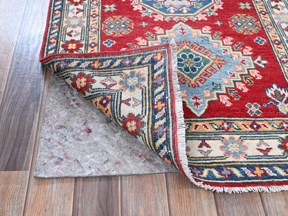 Kazak Kazak hand-knotted wool runner in Red & Ivory, 2'9" x 6'8" — SKU O0430 (view 3)