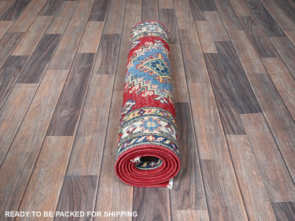 Kazak Kazak hand-knotted wool runner in Red & Ivory, 2'9" x 6'8" — SKU O0430 (view 5)