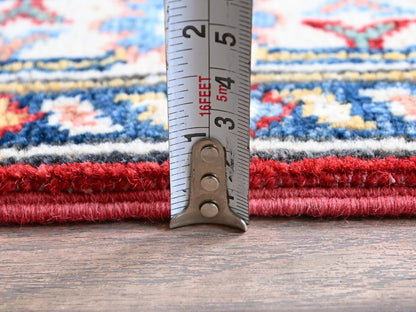 Kazak Kazak hand-knotted wool runner in Red & Ivory, 2'9" x 6'8" — SKU O0430 (view 6)