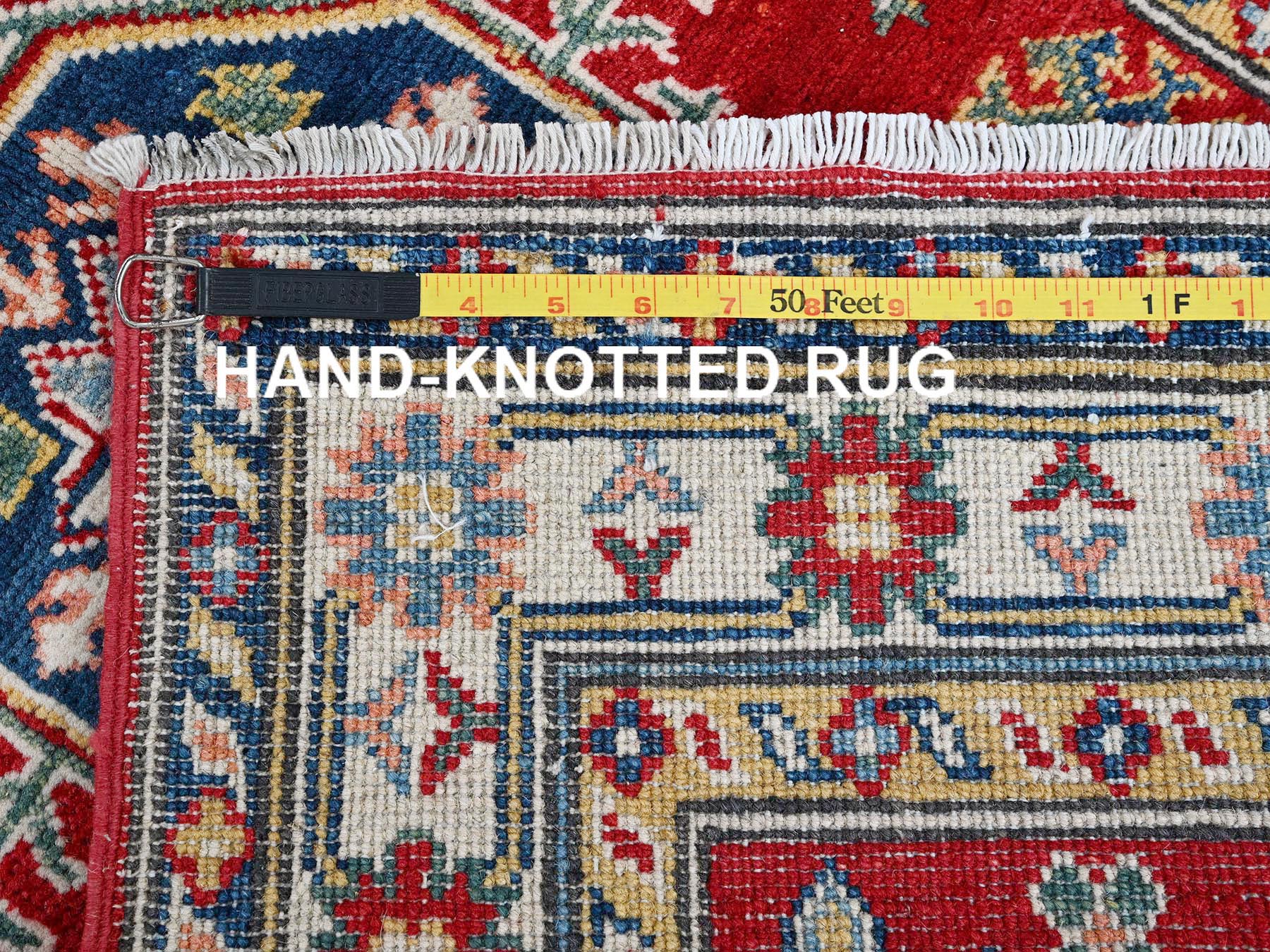 Kazak Kazak hand-knotted wool runner in Red & Ivory, 2'9" x 6'8" — SKU O0430 (view 7)