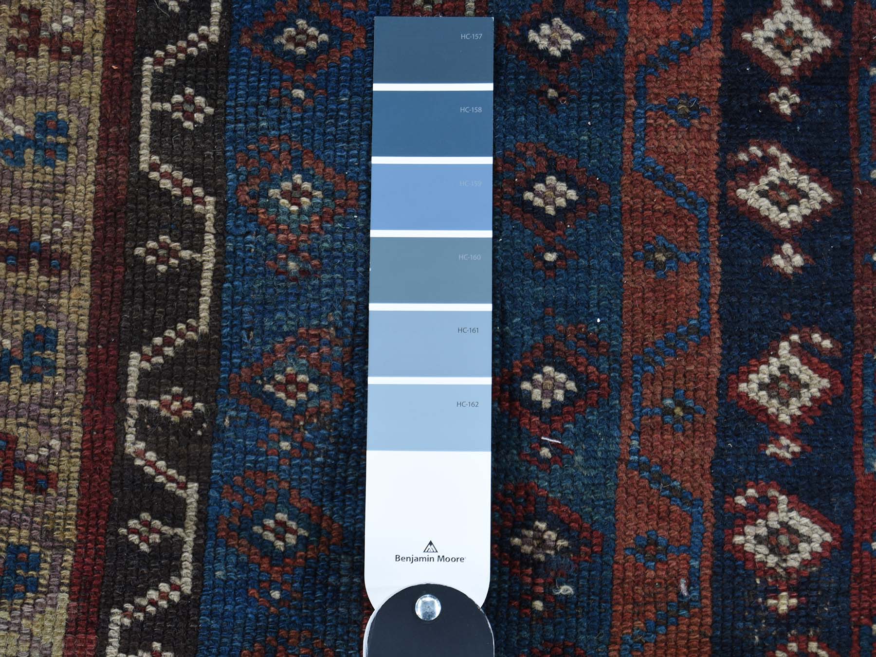 Tribal Antique hand-knotted wool rug in Blue, 4'10" x 11'8" — SKU O043138 (view 3)
