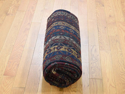 Tribal Antique hand-knotted wool rug in Blue, 4'10" x 11'8" — SKU O043138 (view 4)