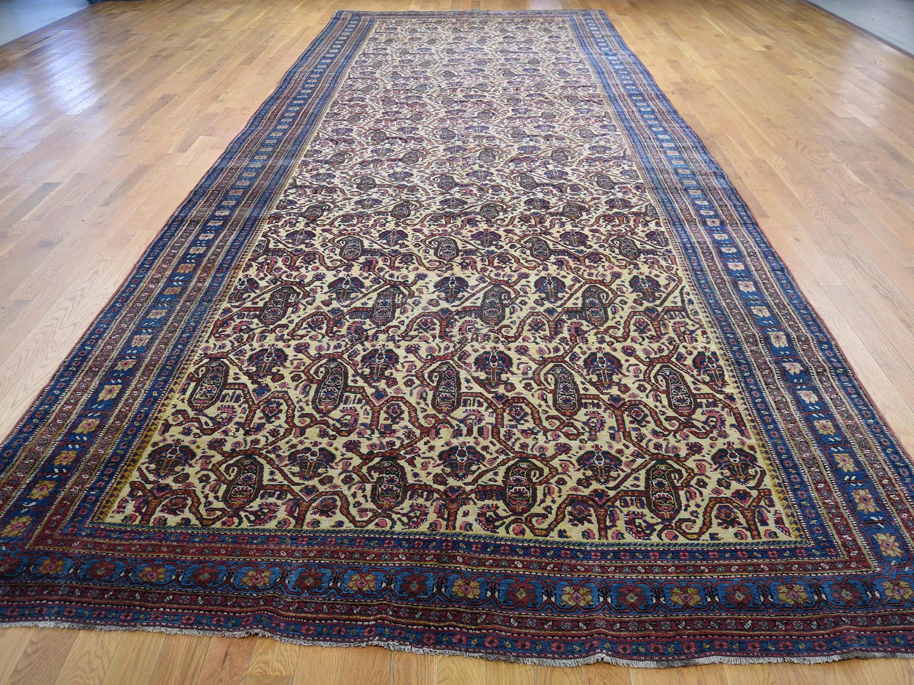 Persian Antique hand-knotted wool runner in Yellow, 7'2" x 20'1", SKU O043139 (view 2)