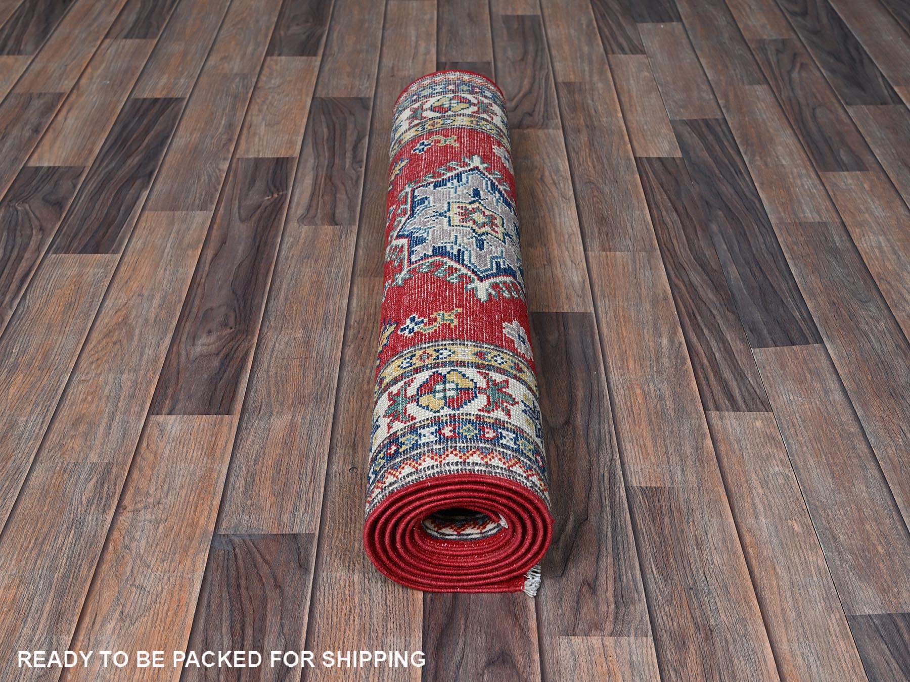 Kazak Kazak hand-knotted wool runner in Red & Ivory, 2'9" x 6'3" — SKU O0431 (view 5)