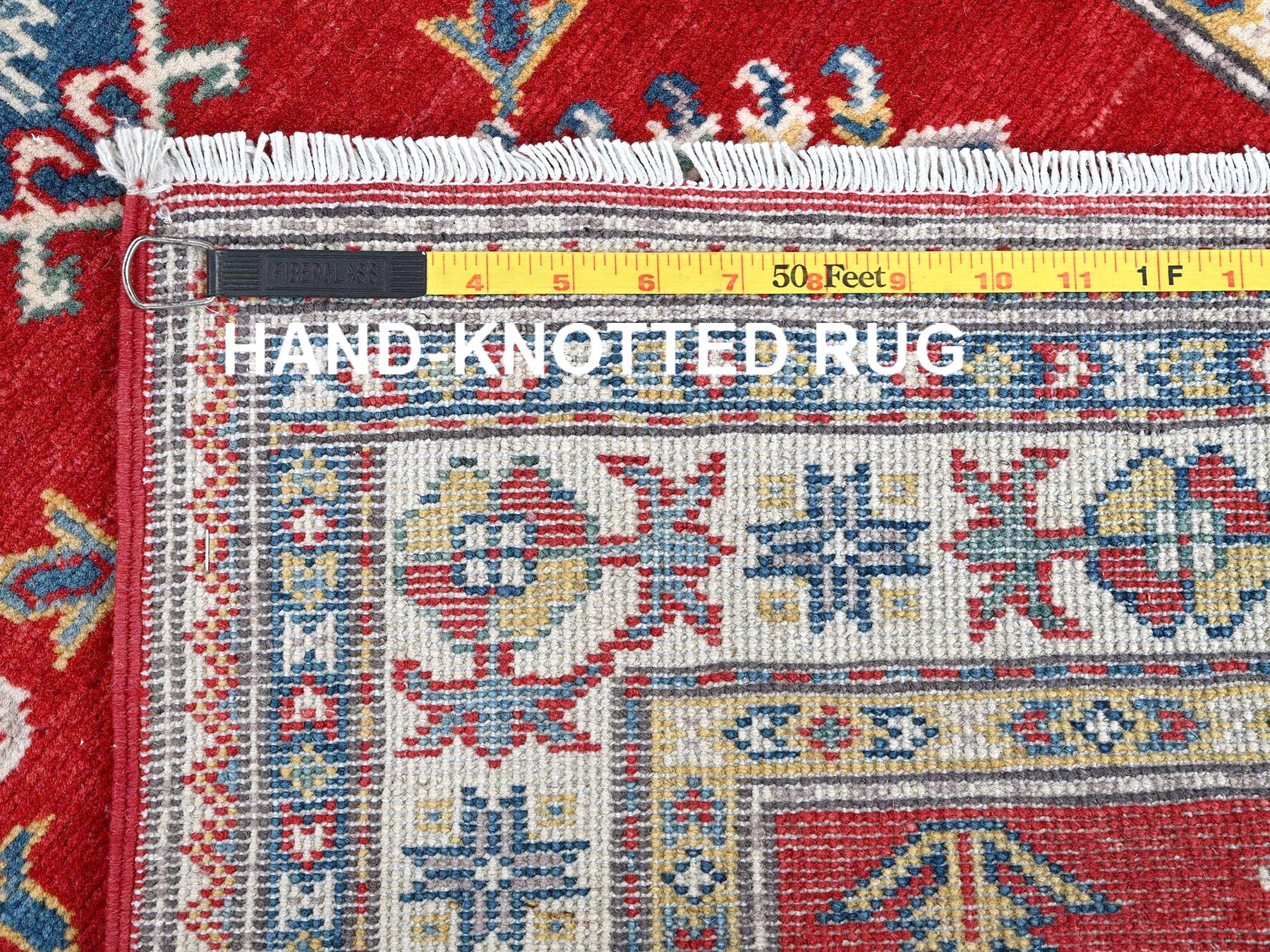 Kazak Kazak hand-knotted wool runner in Red & Ivory, 2'9" x 6'3" — SKU O0431 (view 7)
