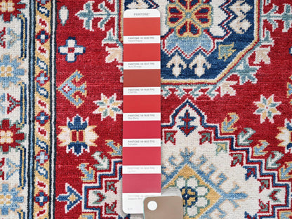 Kazak Kazak hand-knotted wool runner in Red & Ivory, 2'8" x 6'7" — SKU O0433 (view 4)