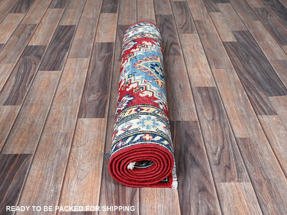 Kazak Kazak hand-knotted wool runner in Red & Ivory, 2'8" x 6'7" — SKU O0433 (view 5)