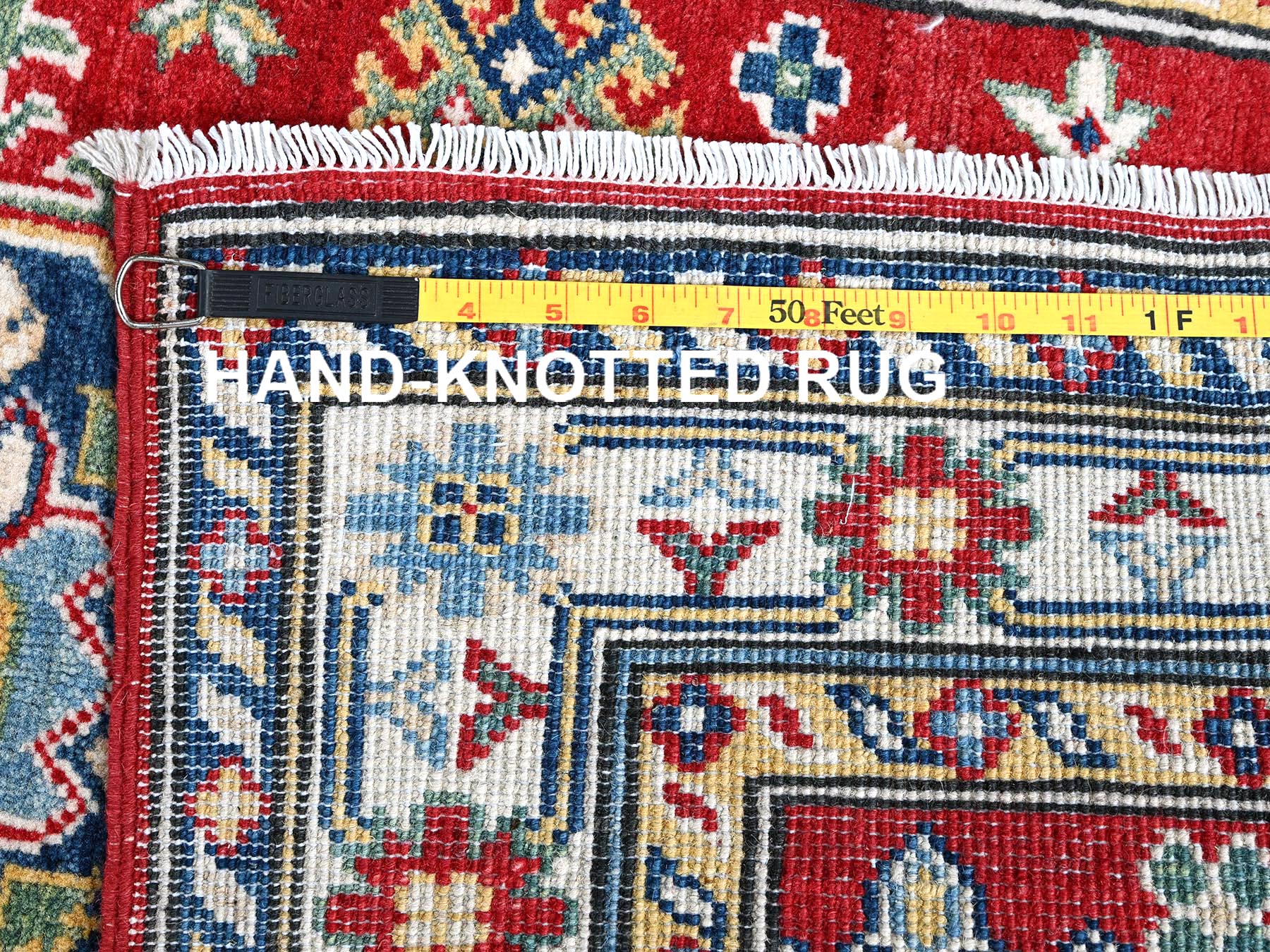 Kazak Kazak hand-knotted wool runner in Red & Ivory, 2'8" x 6'7" — SKU O0433 (view 7)