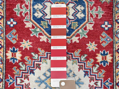 Kazak Kazak hand-knotted wool runner in Red & Ivory, 2'9" x 6'4" — SKU O0434 (view 4)