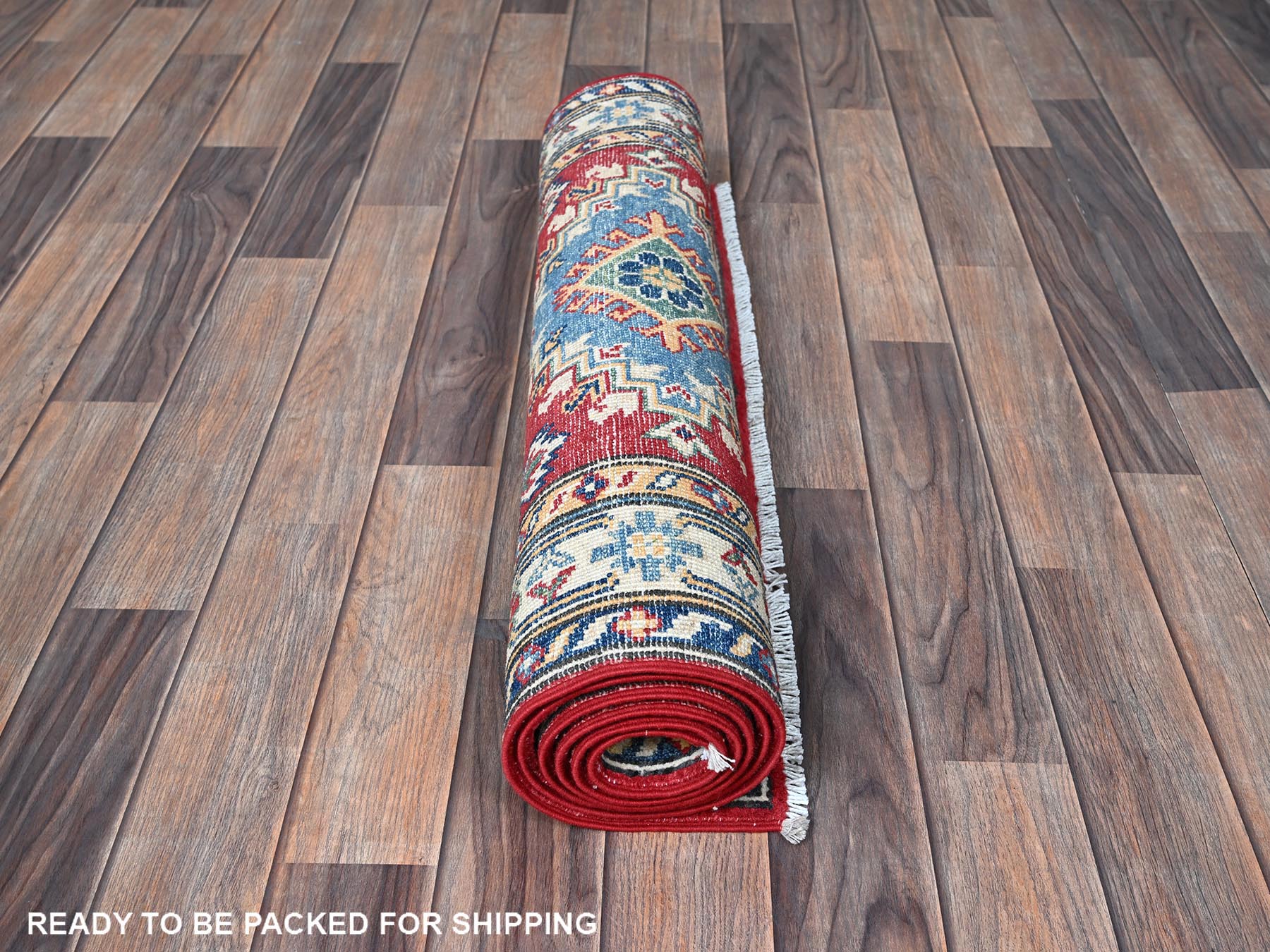 Kazak Kazak hand-knotted wool runner in Red & Ivory, 2'9" x 6'4" — SKU O0434 (view 5)