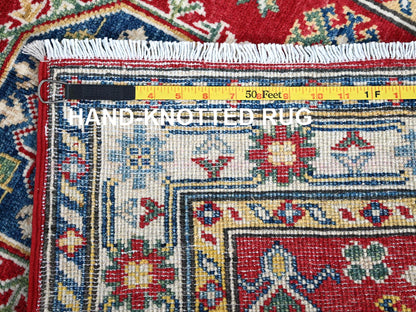 Kazak Kazak hand-knotted wool runner in Red & Ivory, 2'9" x 6'4" — SKU O0434 (view 7)