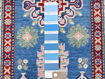 Blue 2'7" x 6'7" Kazak Hand knotted Wool Rug - Sku: O0437