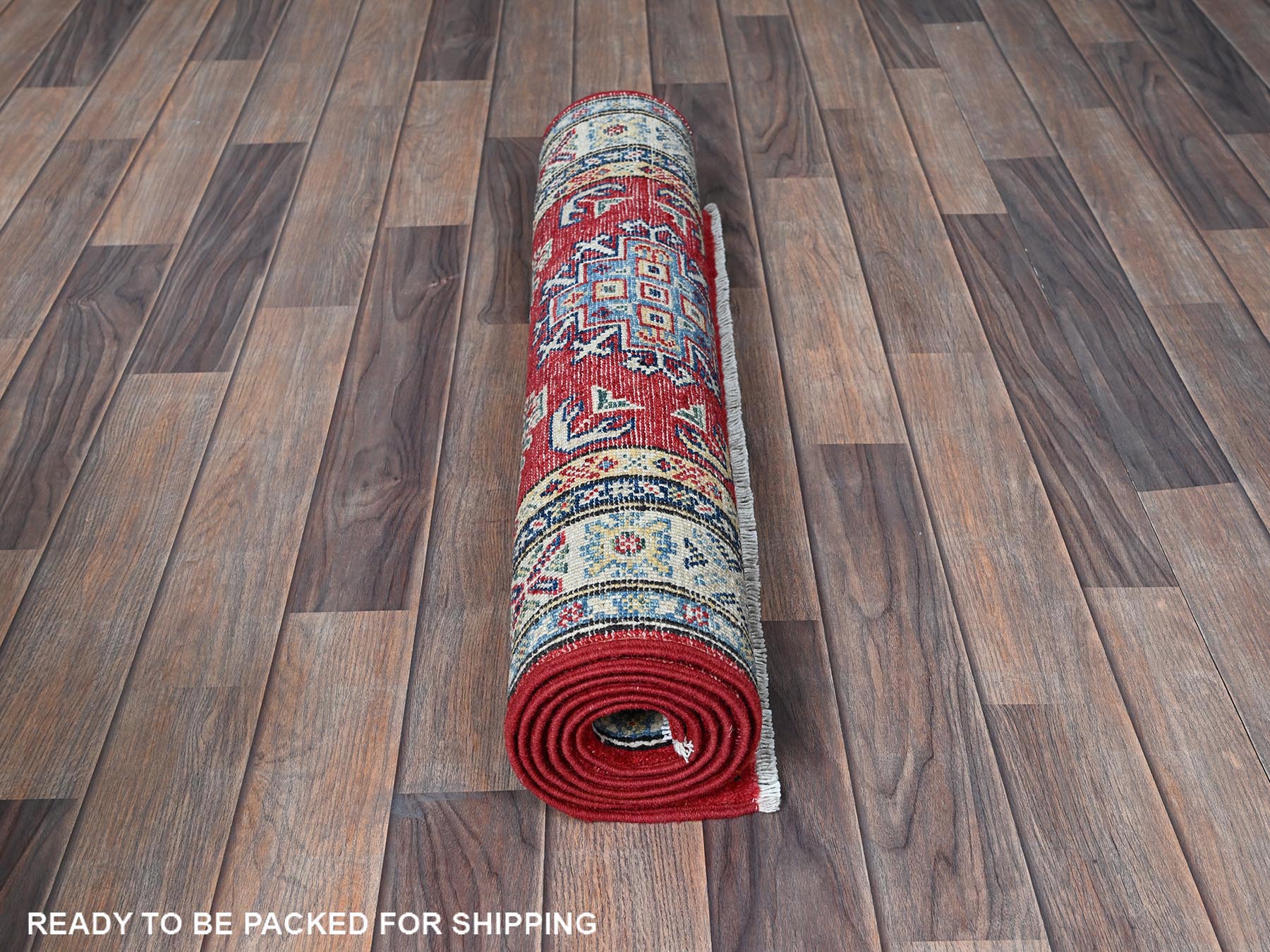 Kazak Kazak hand-knotted wool runner in Red & Ivory, 2'8" x 6'4" — SKU O0444 (view 5)