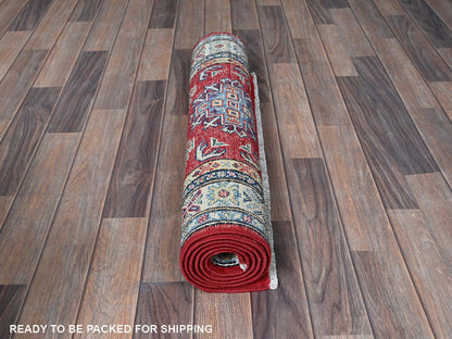 Kazak Kazak hand-knotted wool runner in Red & Ivory, 2'8" x 6'4" — SKU O0444 (view 5)