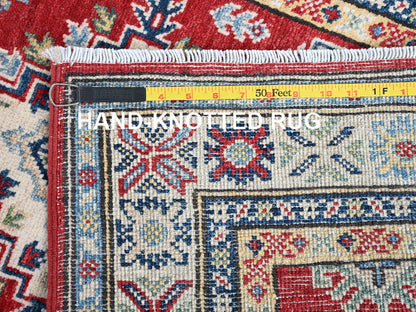 Kazak Kazak hand-knotted wool runner in Red & Ivory, 2'8" x 6'4" — SKU O0444 (view 7)