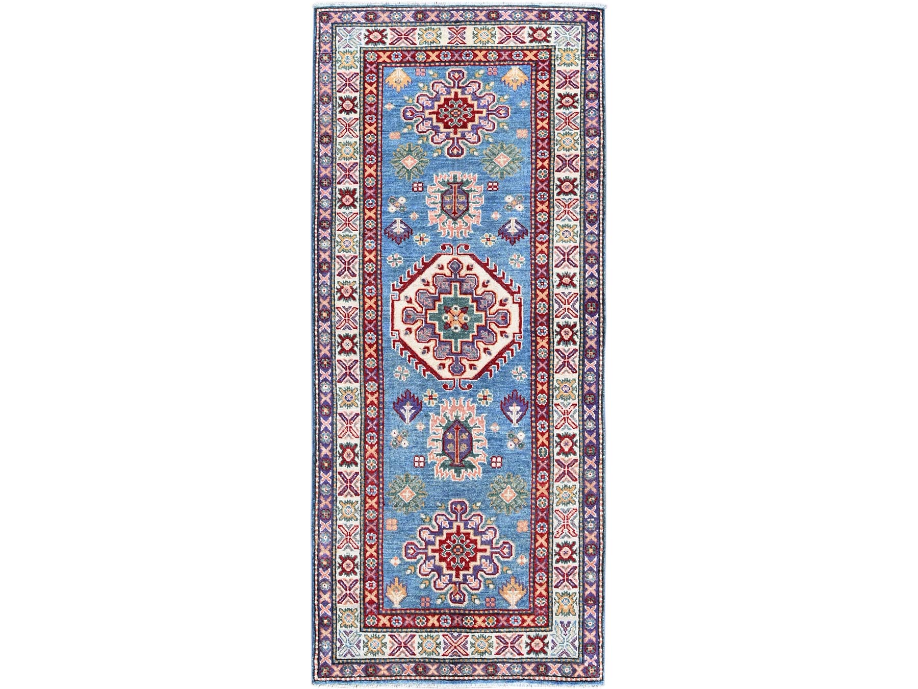 Blue 2'8" x 6'4" Tribal Hand knotted Wool Rug - Sku: O0446