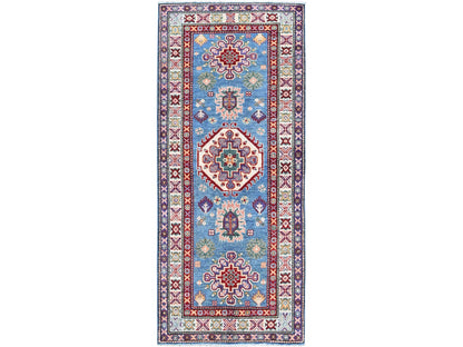 Blue 2'8" x 6'4" Kazak Hand knotted Wool Rug - Sku: O0446