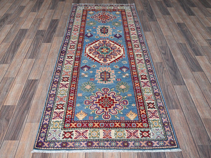Blue 2'8" x 6'4" Kazak Hand knotted Wool Rug - Sku: O0446