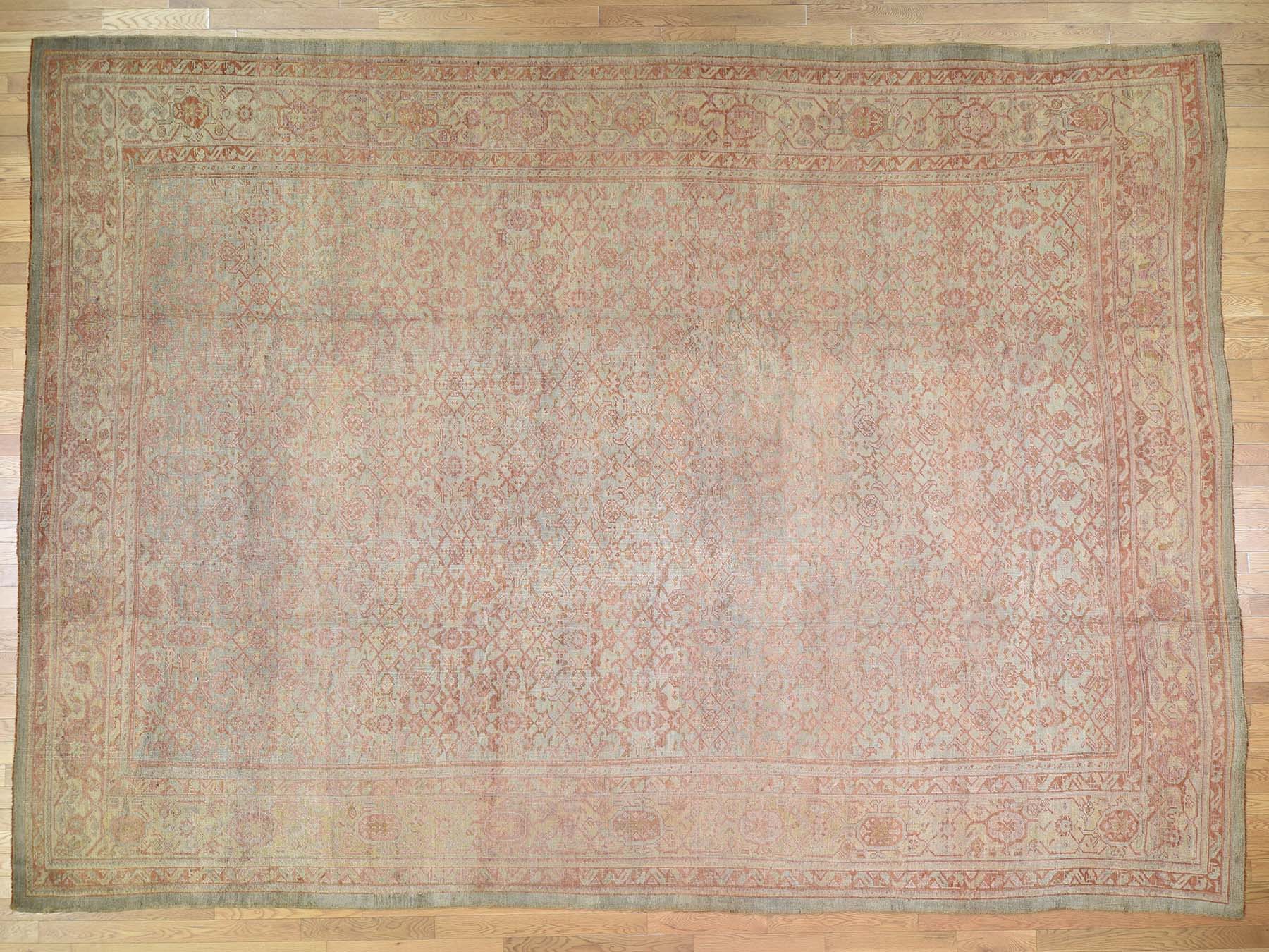 Oushak Antique hand-knotted wool rug in Orange, 10'10" x 15'3", SKU O044738