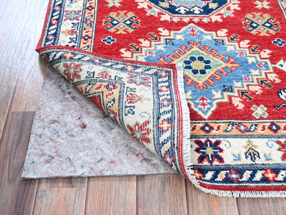 Kazak Kazak hand-knotted wool runner in Red & Ivory, 2'9" x 6'7" — SKU O0447 (view 3)