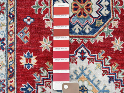 Kazak Kazak hand-knotted wool runner in Red & Ivory, 2'9" x 6'7" — SKU O0447 (view 4)