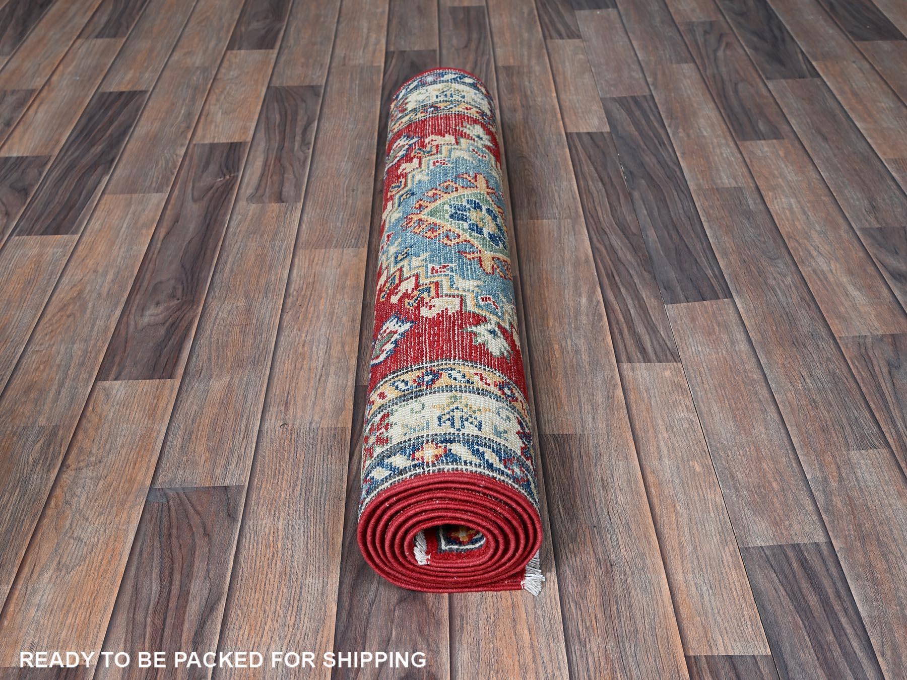 Kazak Kazak hand-knotted wool runner in Red & Ivory, 2'9" x 6'7" — SKU O0447 (view 5)