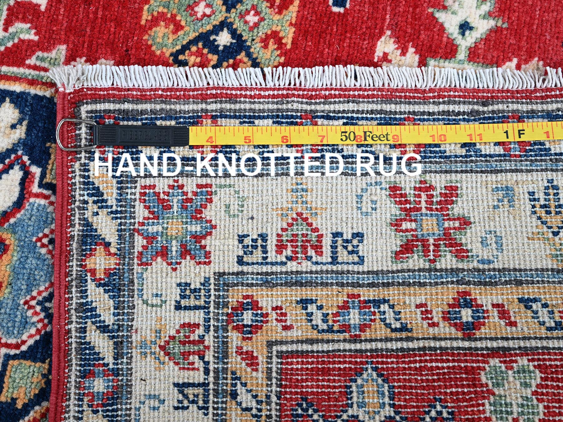 Kazak Kazak hand-knotted wool runner in Red & Ivory, 2'9" x 6'7" — SKU O0447 (view 7)