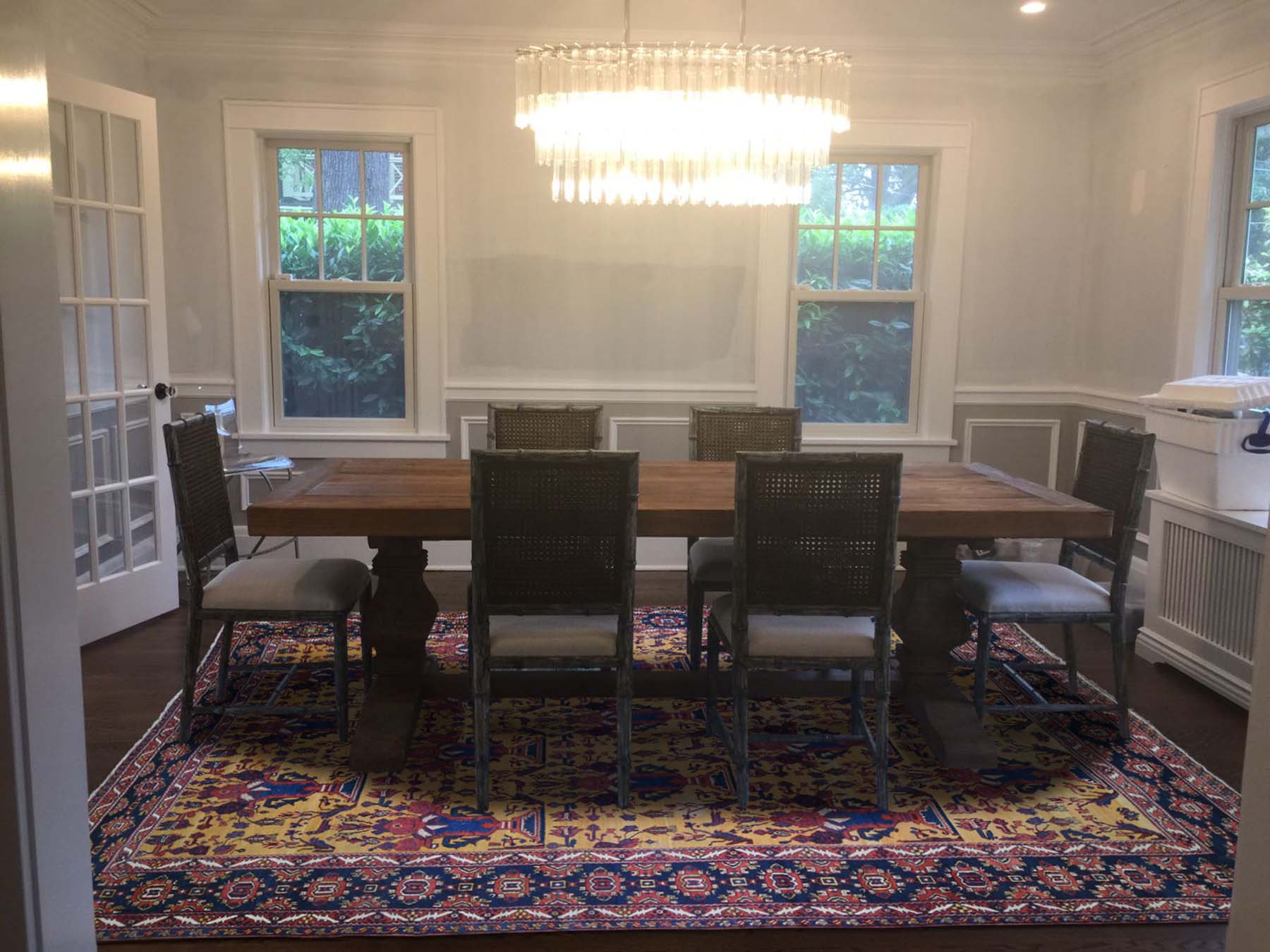 Bakhtiari Antique hand-knotted wool rug in Yellow & Navy Blue, 10'4" x 17'7" — SKU O044872 (view 2)