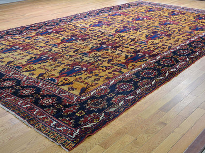 Yellow 10'4" x 17'7" Antique Hand knotted Wool Rug - Sku: O044872