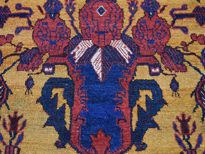 Yellow 10'4" x 17'7" Antique Hand knotted Wool Rug - Sku: O044872