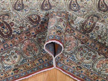 Ivory 6'3" x 8'9" Antique Hand knotted Wool Rug - Sku: O044939