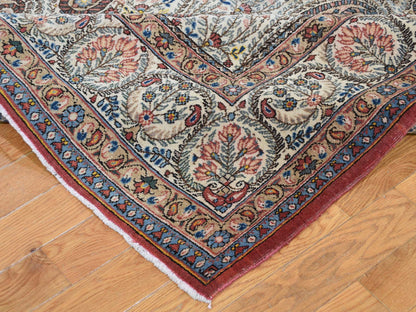 Ivory 6'3" x 8'9" Antique Hand knotted Wool Rug - Sku: O044939