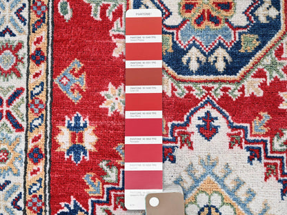 Kazak Kazak hand-knotted wool runner in Red & Ivory, 2'7" x 6'9" — SKU O0451 (view 4)