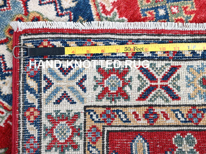 Kazak Kazak hand-knotted wool runner in Red & Ivory, 2'7" x 6'9" — SKU O0451 (view 7)