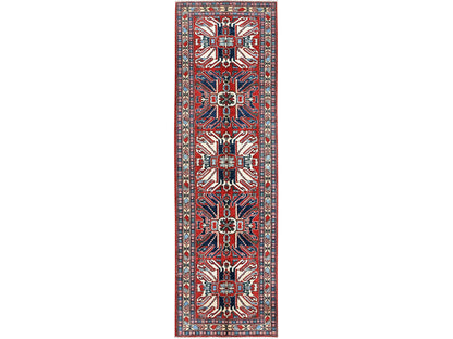 Red 2'9" x 9'10" Tribal Hand knotted Wool Rug - Sku: O0453