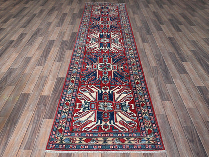 Red 2'9" x 9'10" Tribal Hand knotted Wool Rug - Sku: O0453