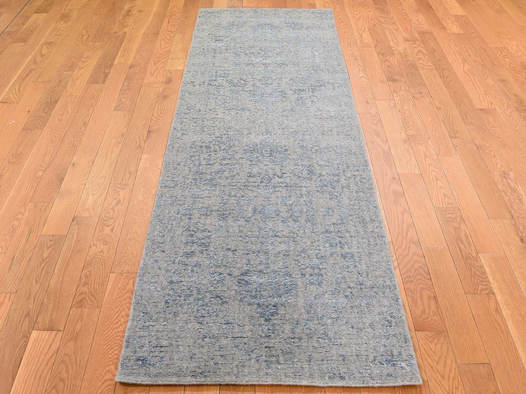 Gray 2'5" x 9'10" Transitional Handloom Wool/Silk Rug - Sku: O045569