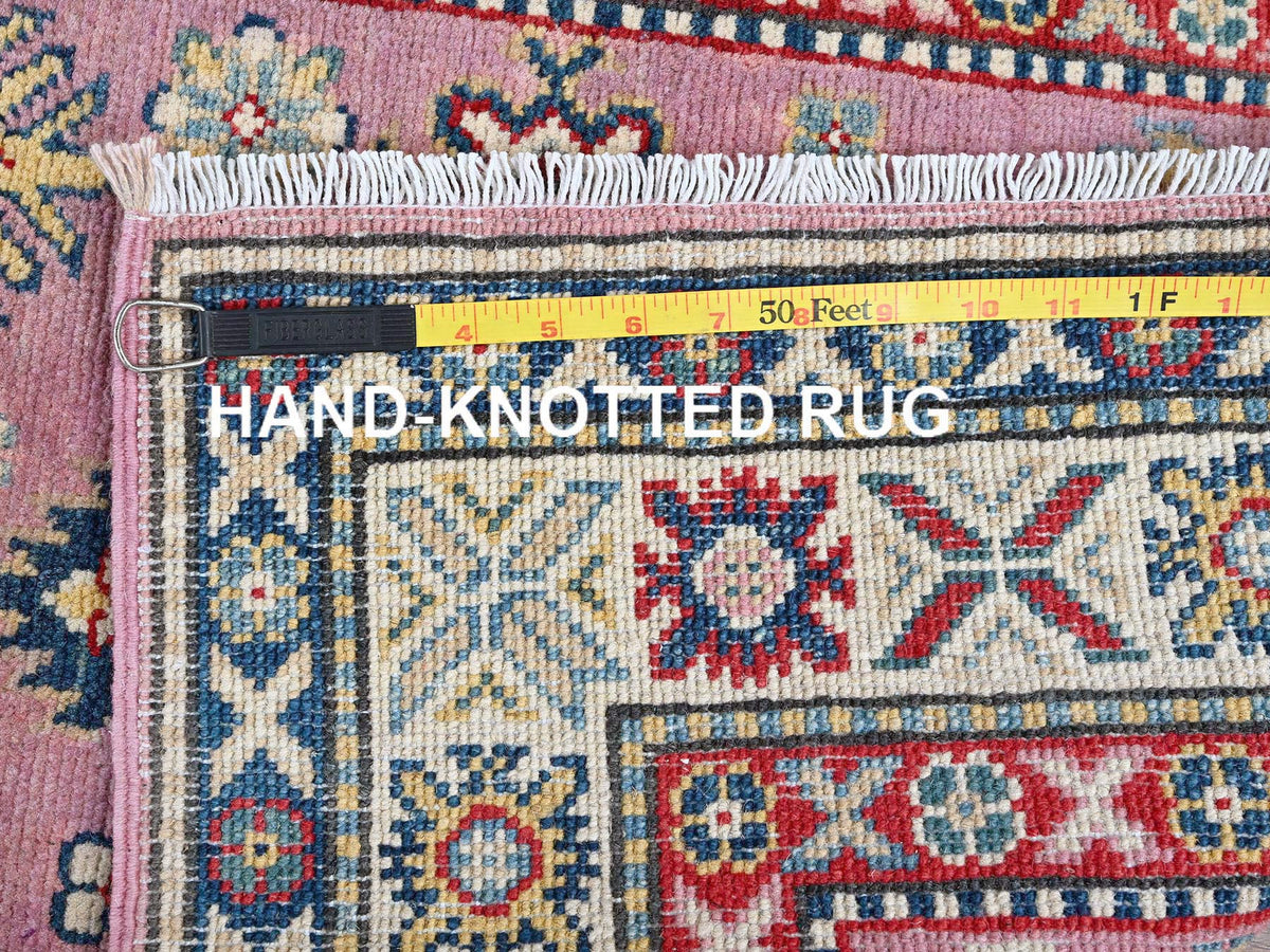 Kazak Kazak hand-knotted wool runner in Pink & Ivory, 2'7" x 10'1" — SKU O0455 (view 7)