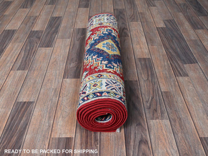 Red 2'9" x 9'8" Tribal Hand knotted Wool Rug - Sku: O0456